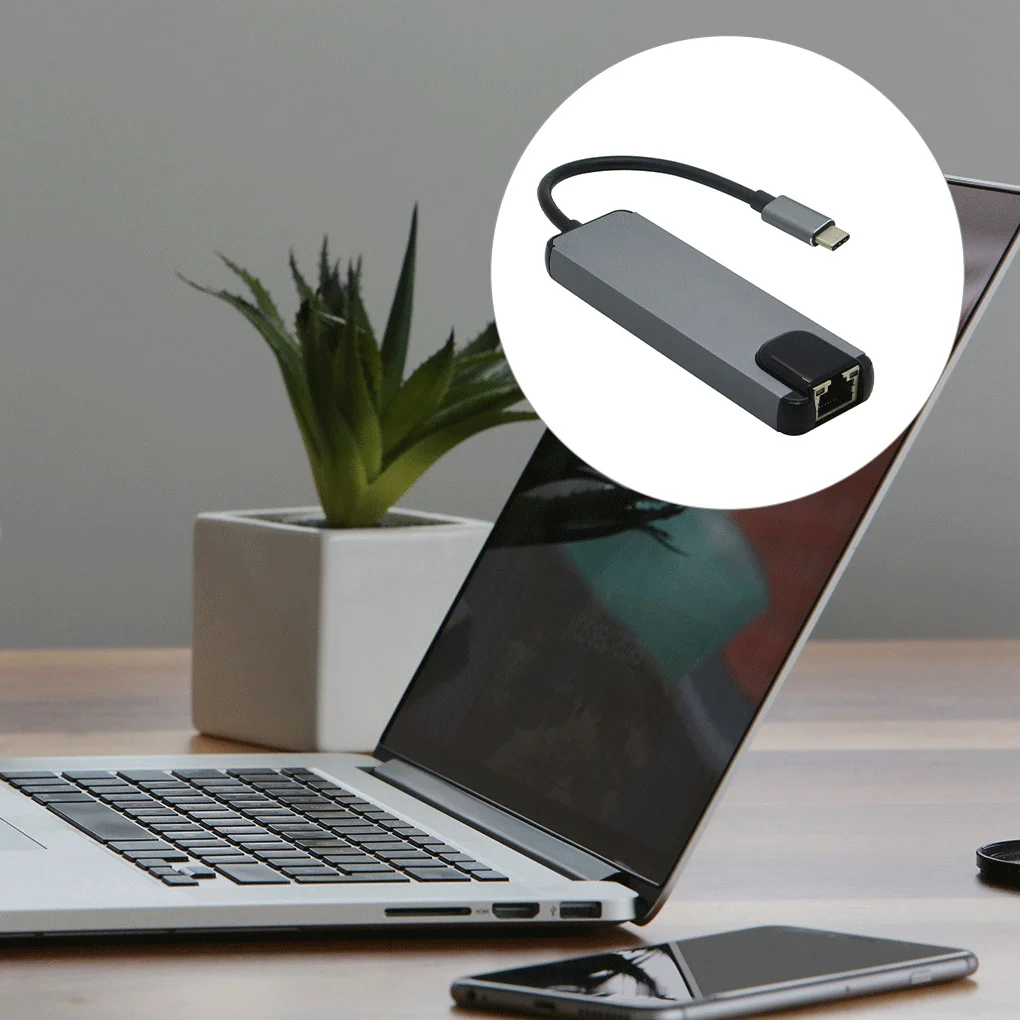 

5 in 1 USB3 0 Hub Adapter Fittings Connecting Fittings RJ45 Converter