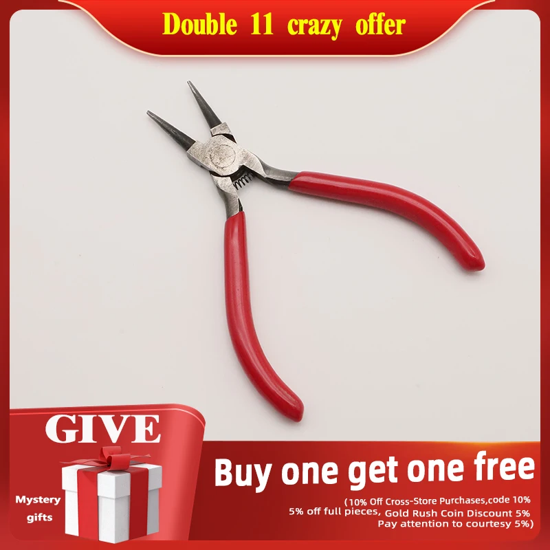 

1 Piece Stainless Steel Needle Nose Pliers Jewelry Making Hand Tool Red 12.5cm Handmade round pliers JA0543