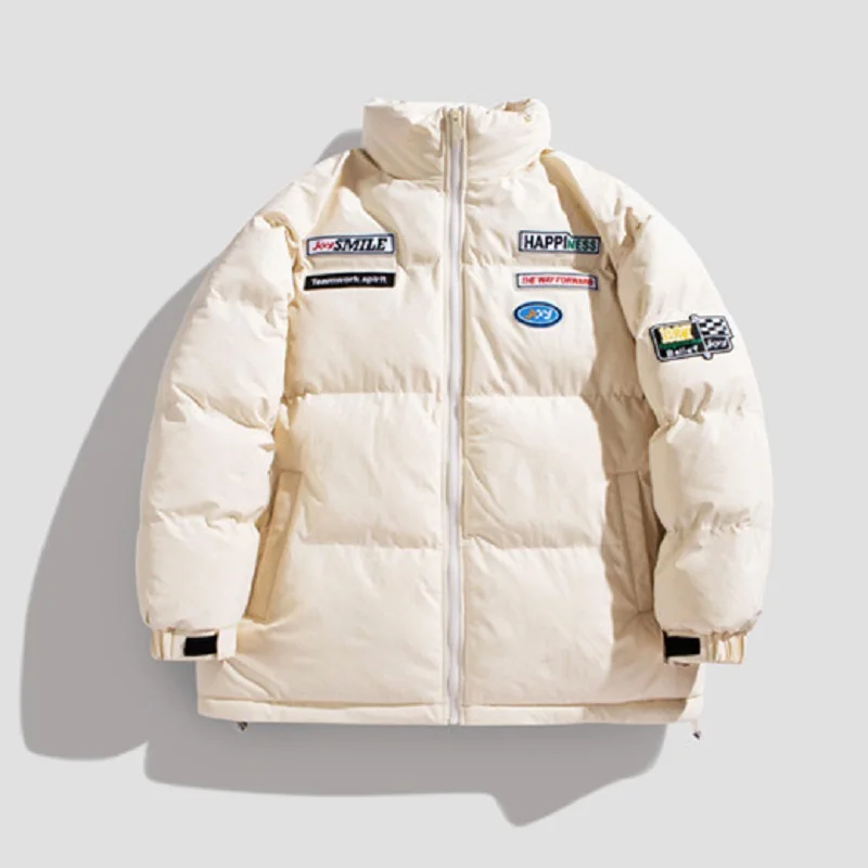 Winter Coat Men 2022 Fashion Ins Letter Label Winter Jackets Thickened Bread Coat Outdoor Stand Collar Warm Sports Jacket