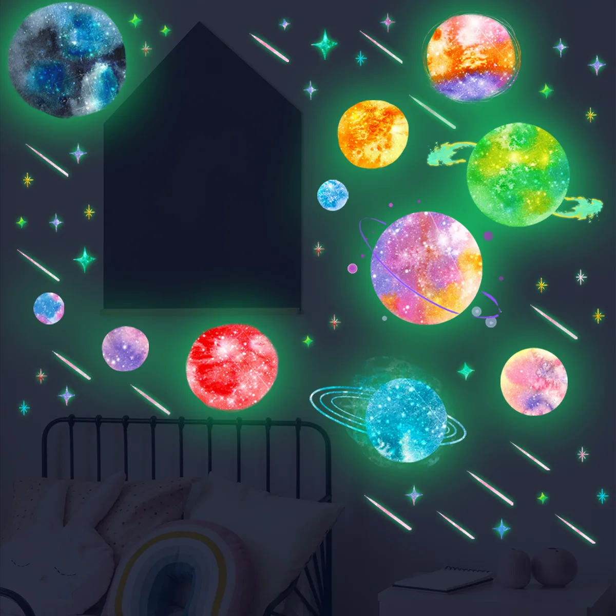 

Luminous Color Cosmic Star Wall Sticker Creative Simple Decorative Wall Sticker for Children's Room Bedroom