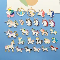 mix 27pcsbulk cute enamel unicorn charms colorful animal pendants for diy jewelry making handmade earrings necklaces accessories