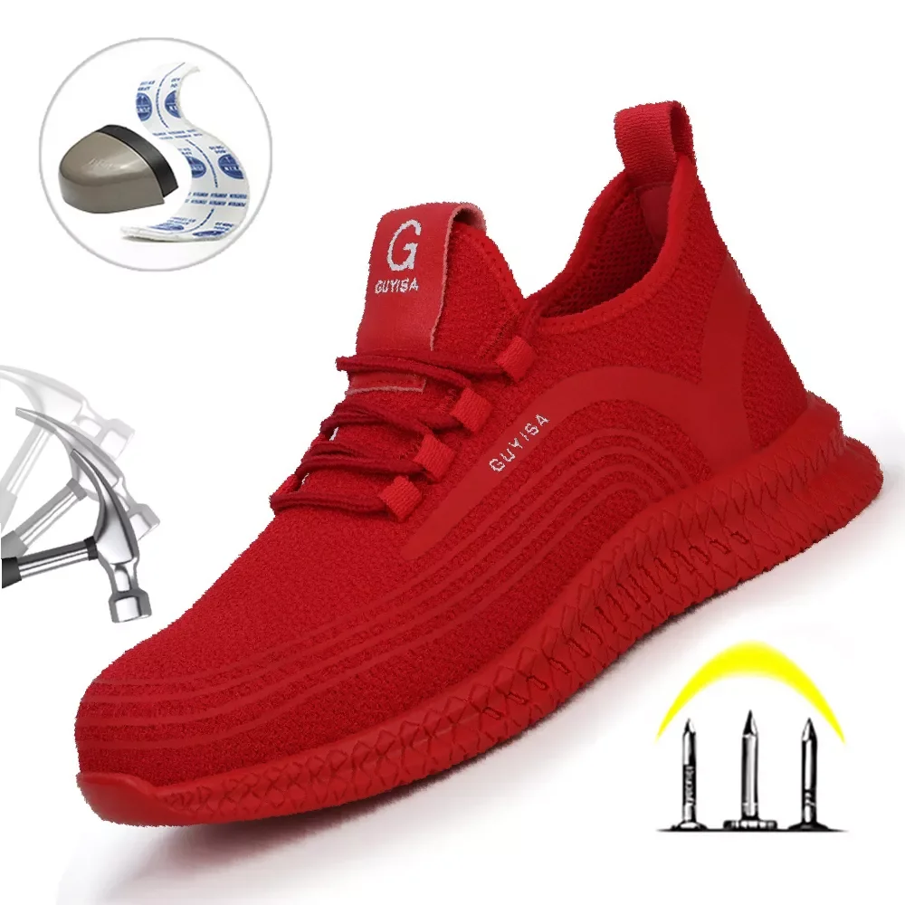 

2022 Men Women Work Safety Shoes With Steel Toe Cap Work Sneakers Light Breathable Work Safety Boots Anti-Smash Industrial Shoes