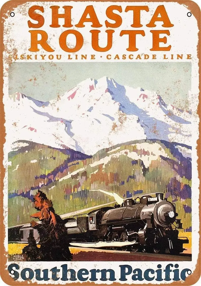 1927 Southern fc Rlrod Shst Route Sskyou nd Cscde Lnes Metl Tn Sgn Retro Vntge для дома и Br Wll Декор 20x30 см