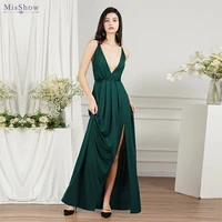 misshow sexy green criss cross straps women beach dresses 2022 high slit backless camisole elastic waist maxi party dresses