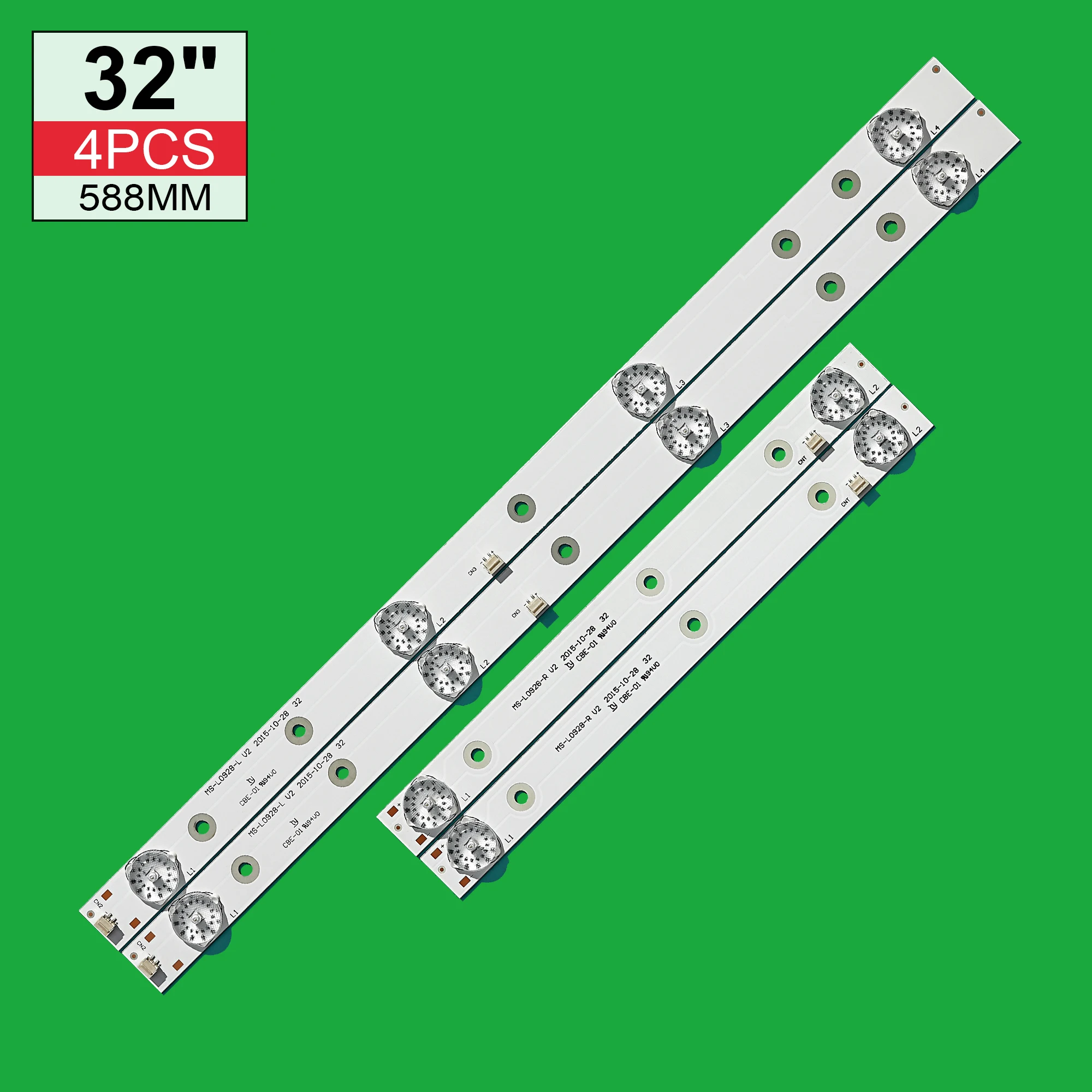 

Полоса светодиодной подсветки для akai AKTV3221 32 светодиодный 38P JS-D-JP3220-041EC E32F2000 D32-0A35 MS-L0928-L R V2 HV320WHB-N80, 4 шт./комплект