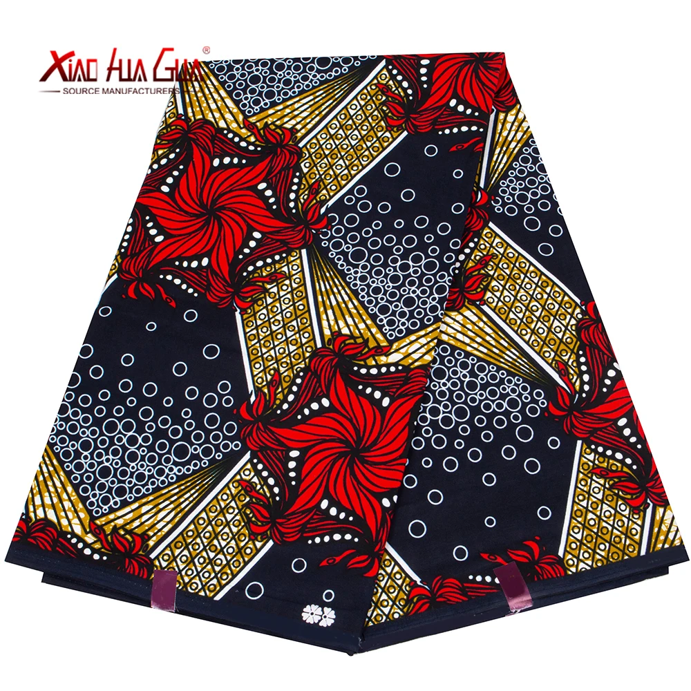 

African Fabric High Quality 6 Yards 3 Yards Red Black Color Wax Print Ankara Fabric Cotton Fabric for Sewing Dress 24FS1481