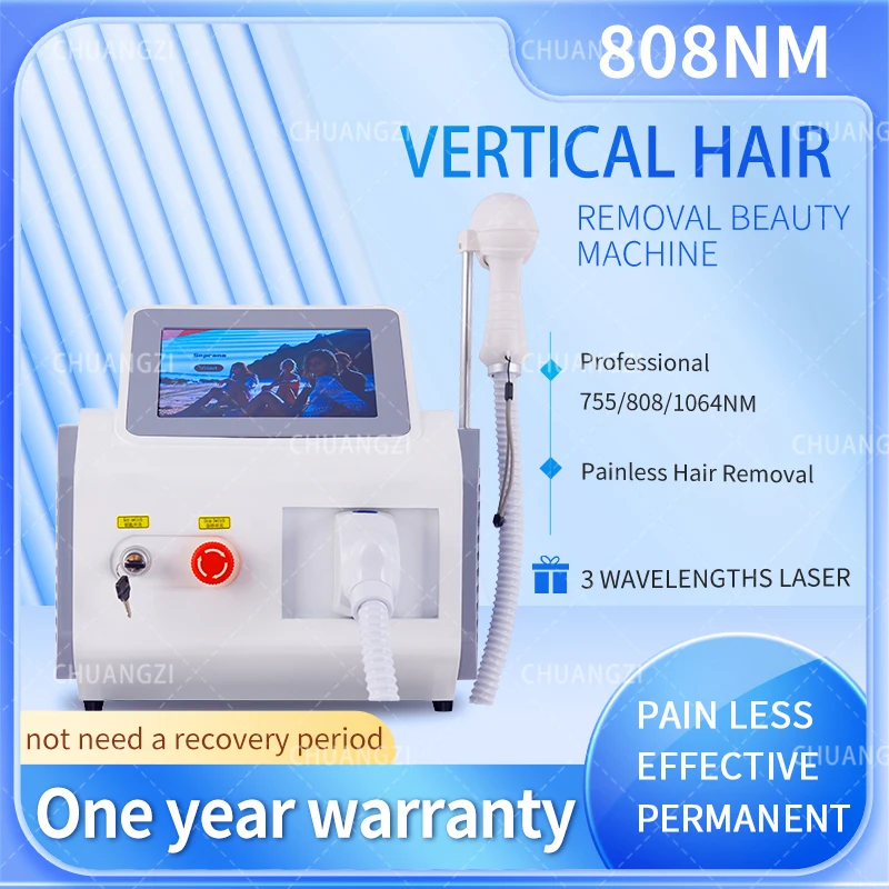 

808 High-Power Permanent Laser Hair Removal Machine 3 Wavelength 755 808 1064nm Portable Diode Laser Painless For Salon With CE