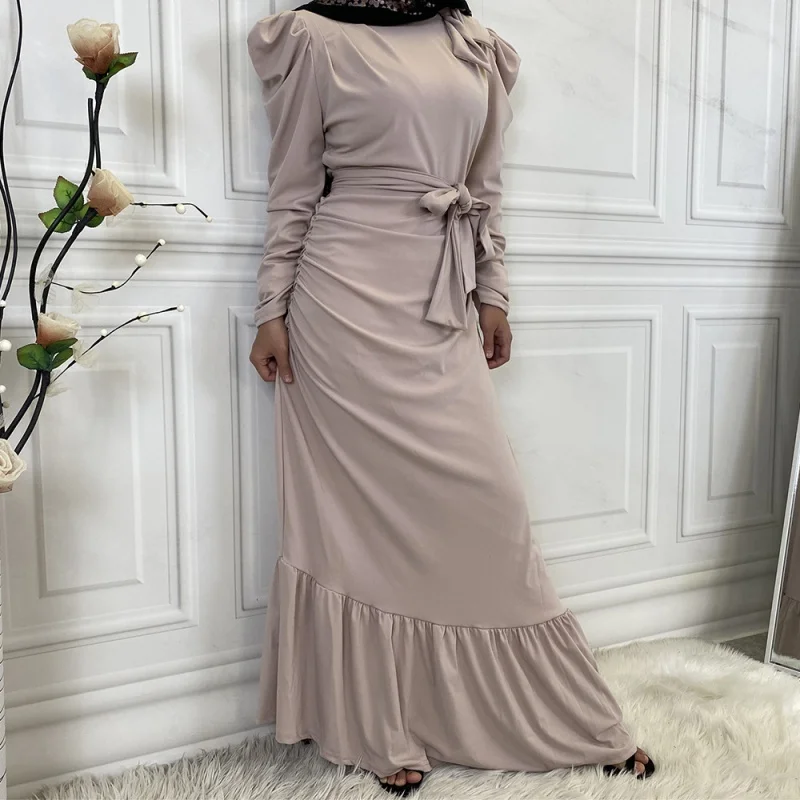 

2023 мусульманская абайя женский кафтан химар цзилбаб молитвенный халат ИД Мубарак молитвенная одежда женская мусульманская абайя Дубай Роскошный бежевый