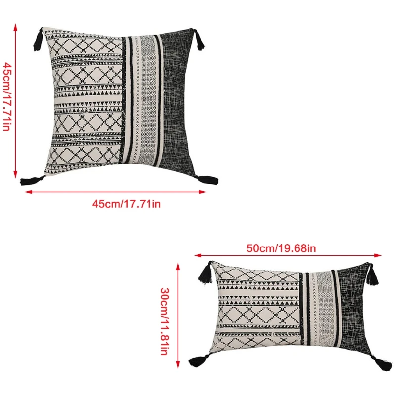 Жаккардовая подушка из Марокко для чехла с кисточками Подушка в геометрическую