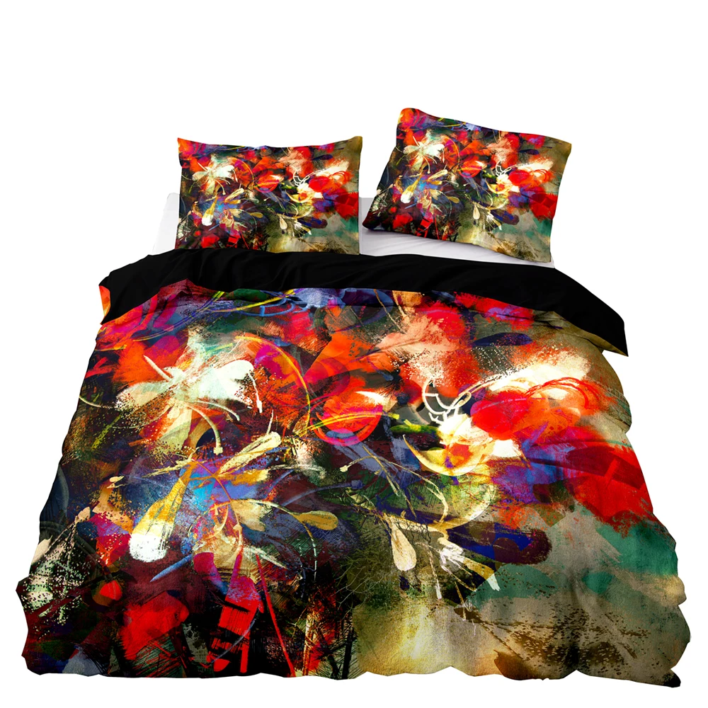 Винтажный комплект постельного белья качественный черный с пододеяльником и