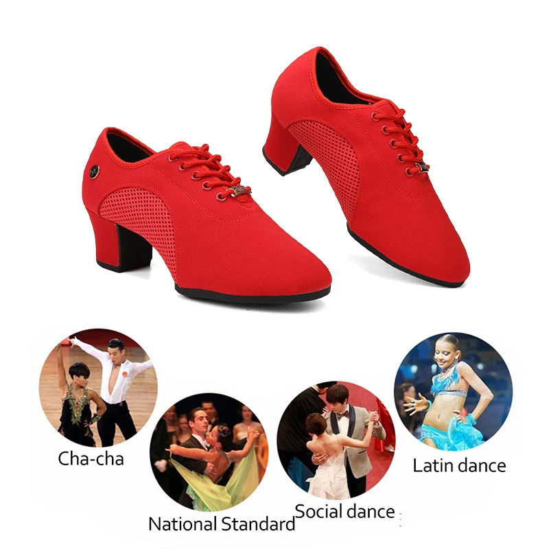 SWDZM Women Tango Dance Shoes Soft Bottom Modern Salsa Latin Dancing Shoes For Girls Ladies Dance Sneakers 3cm-5cm Heels