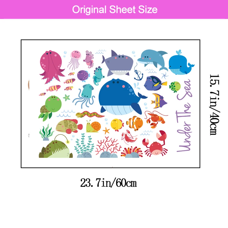 Настенная Наклейка в виде рыбы акулы Кита черепахи Дельфина для детской комнаты