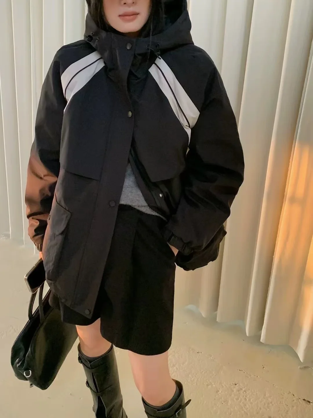 Осень/зима 2022 новый женский пуховик с капюшоном белый утиный пух ветрозащитная