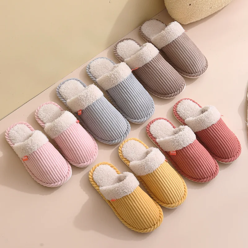 

Corduroy New Cotton Slippers Home Indoor Wool Slippers Couples Men and Women Warm Autumn and Winter Cotton Slippers
