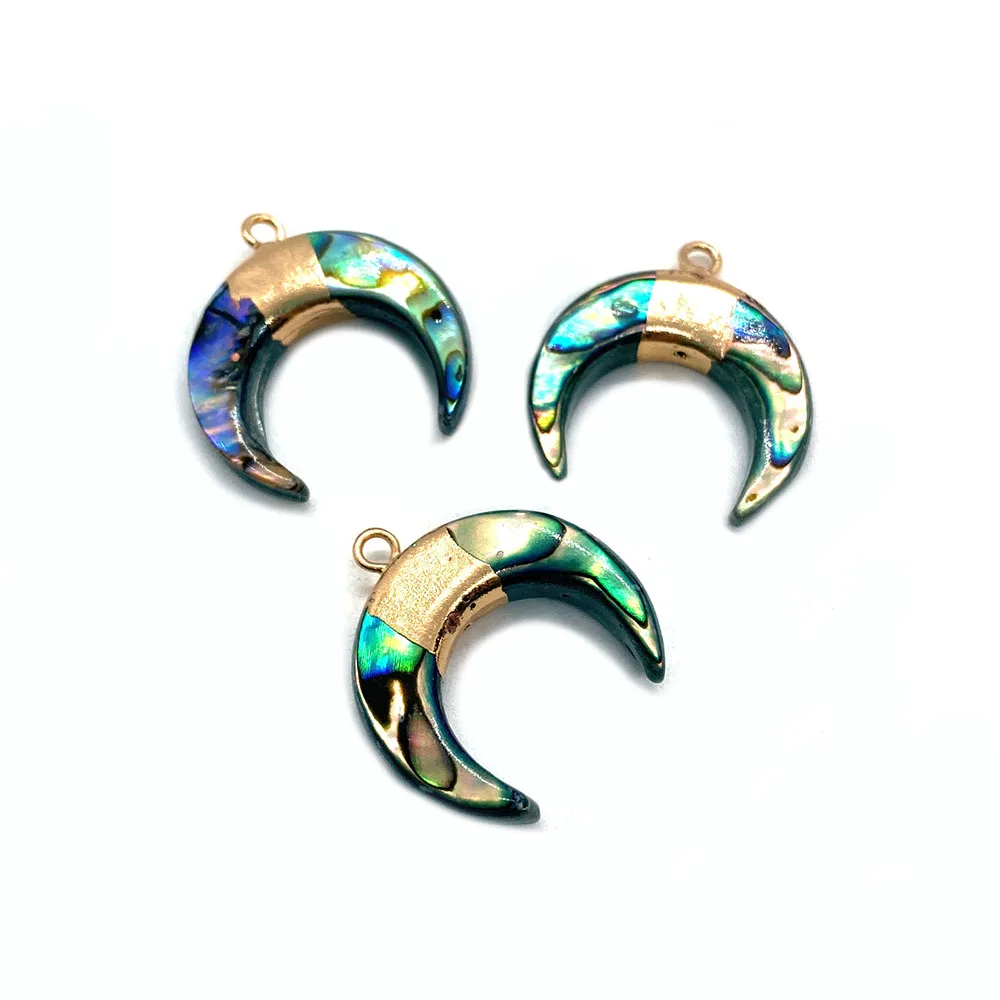 

Moon Shape Natural Abalone Shell Single Hole Lacquer Shell Pendant 21x22mm Jewelry Making DIY Charm Bracelet Necklace Accessory