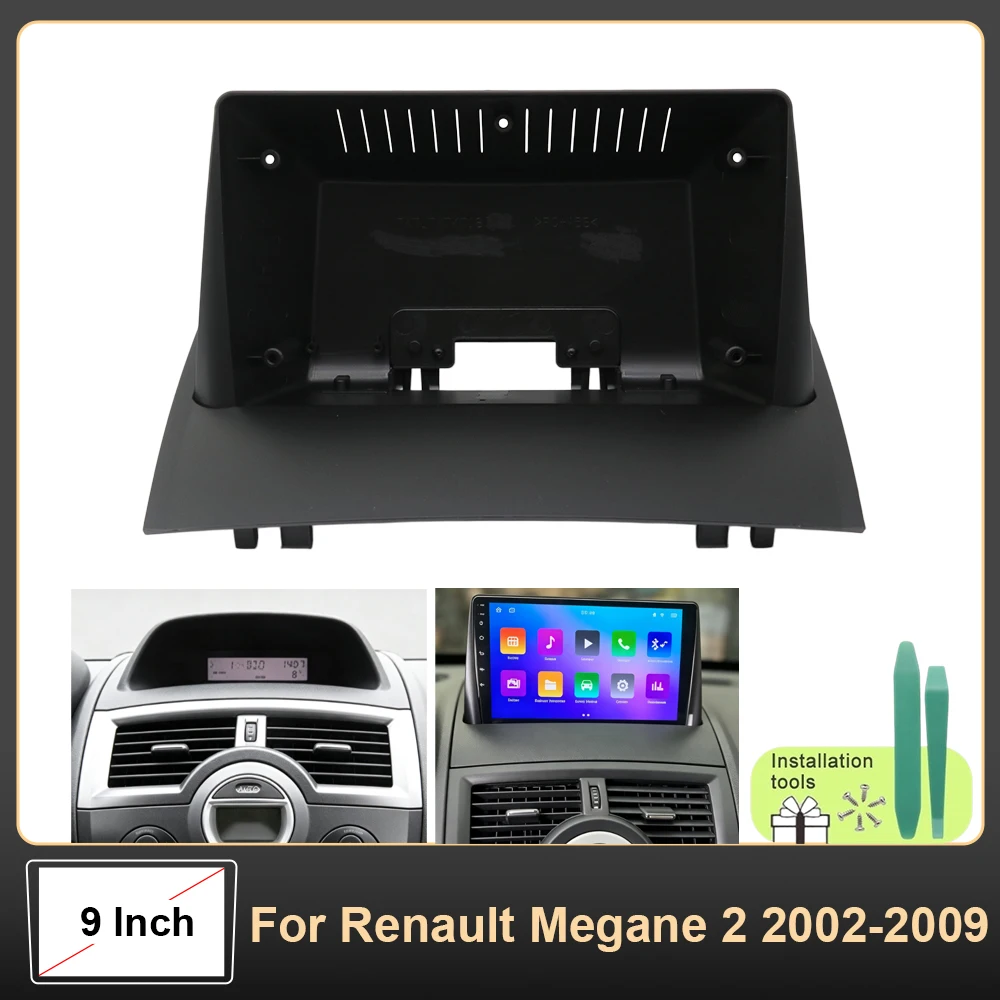 Фото 9-дюймовая рамка для автомагнитолы с проводкой и аксессуарами Canbus для Renault Megane 2 2002-2009, панель приборной панели для Android-радио №2