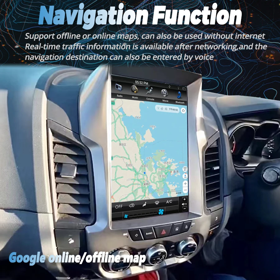 256 ГБ ПЗУ Tesla Style Android 13 Экран для Ford Ranger 2012-2016 Автомобильный радиоприемник Стерео DSP