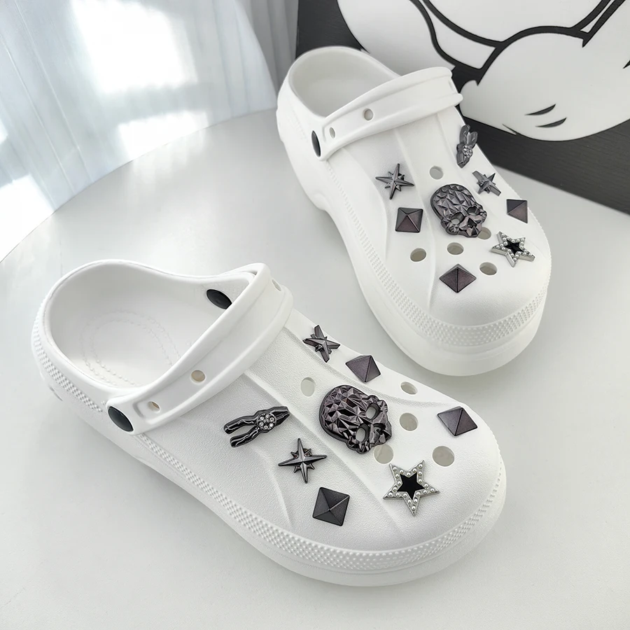 18 Шт. Череп Звезды Серые Заклепки Украшения Для Обуви Очаровательные Ремни Crocs