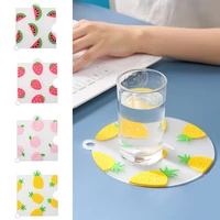 cartoon 1 piece silicone dining table placemat coaster kitchen accessories mat cup bar mug cartoon fruit drink pads