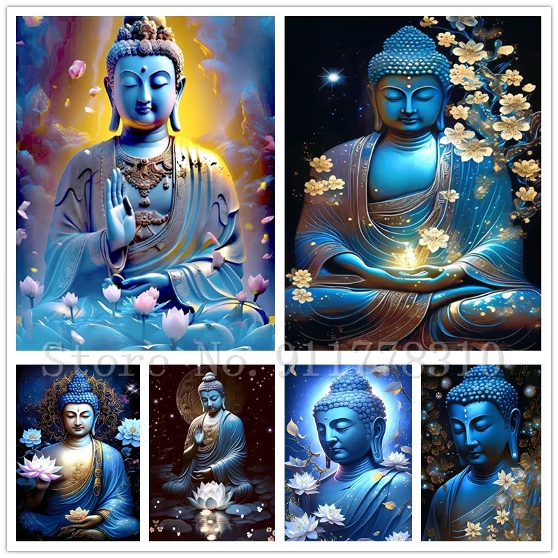 

Картина 5D из алмазов Будда «сделай сам», мозаика на религиозную тему, квадратная, круглая, искусственная вышивка, настенные картины, домашний декор