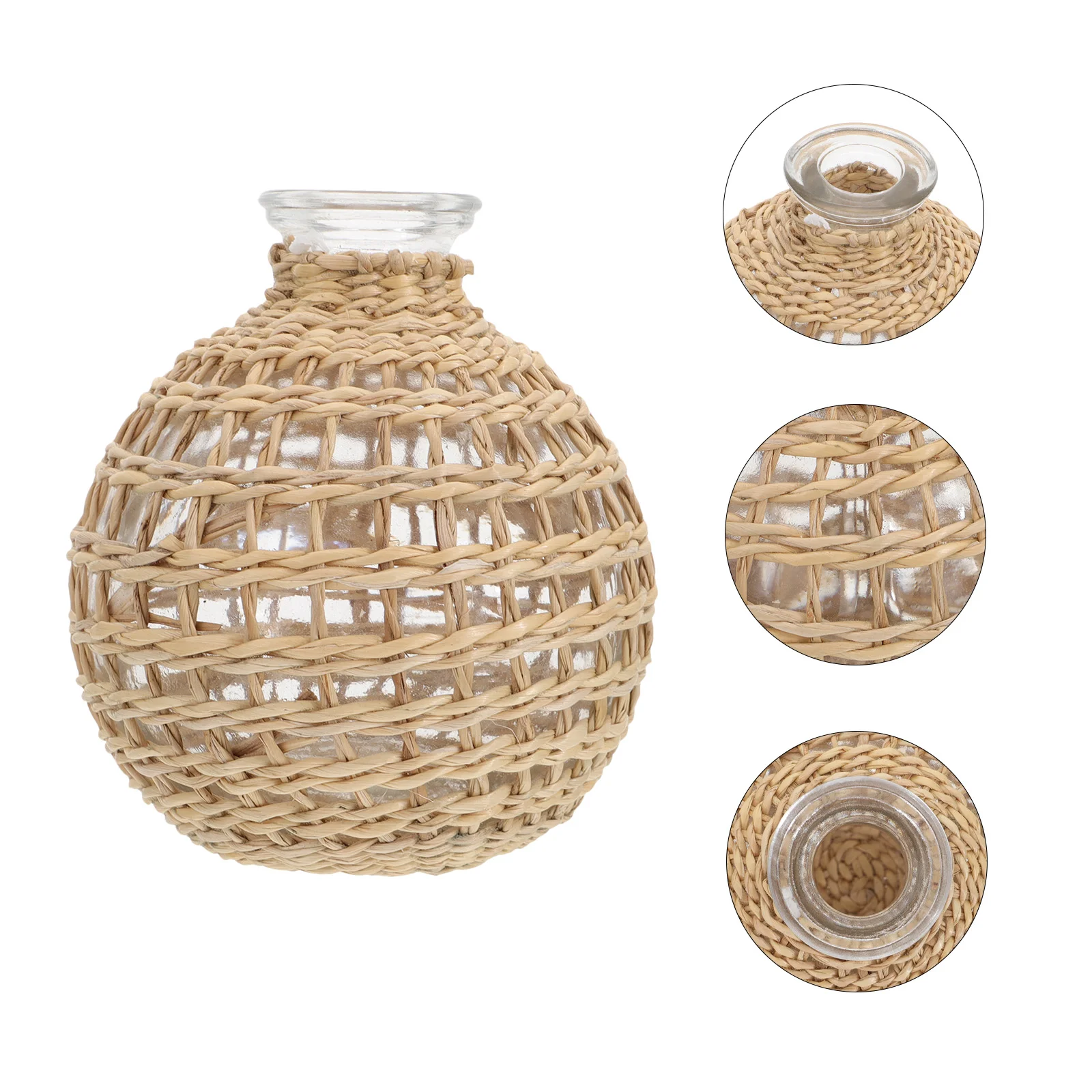 

Woven Glass Bottle Home Décor Glass Flower Vase Crafts Wicker Vase Grass Nautical Vase Office