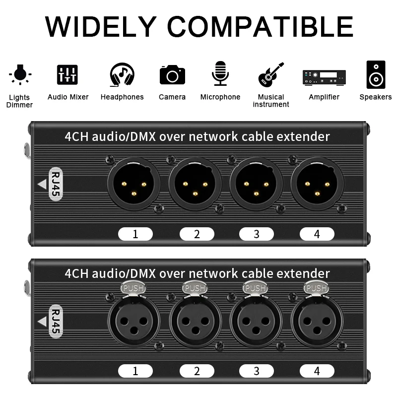 Фото 1 пара XLR аудио Ethernet удлинитель более Rj45 Cat6 до 330ft 4-Ch 3-контактный трансивер аудио XLR Мужской и Женский удлинитель передатчик №5