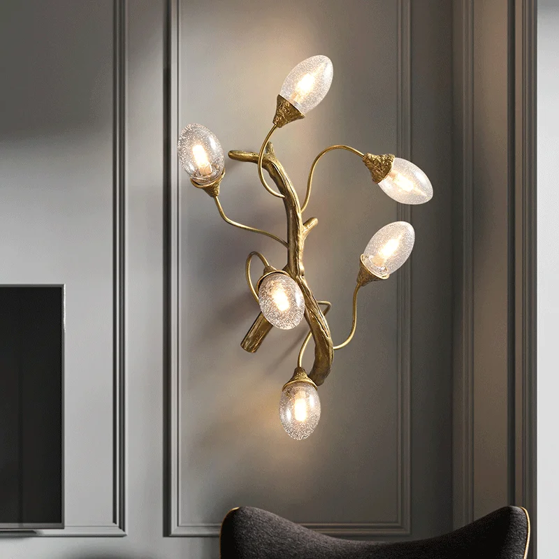 

LED Wall Lamp Bedroom Lighting Luxury Creative Bedside Living Room Background Decoration Copper Sconces