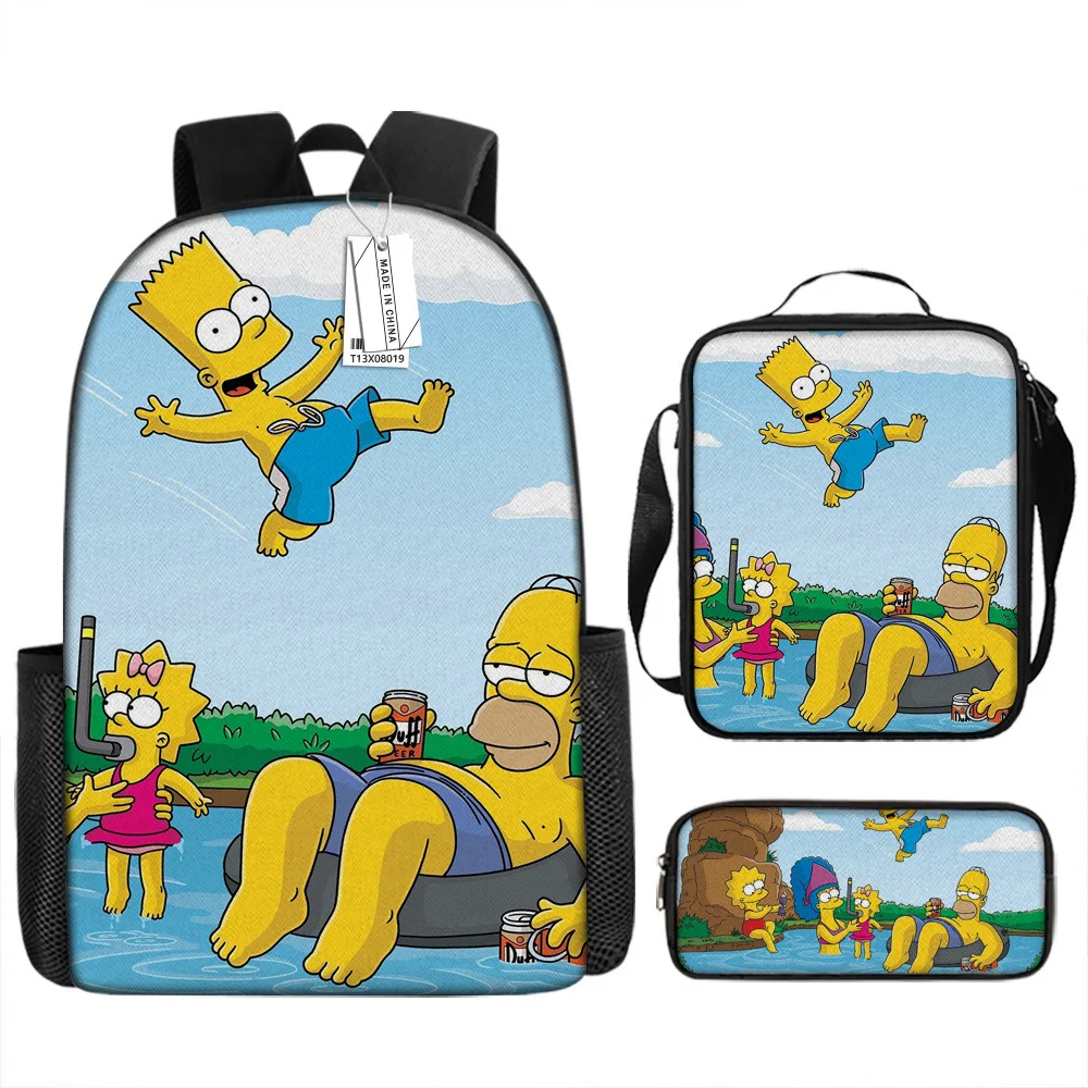 

Springfield Simpsones Family Schoolbag Travel Backpack Lunch Bag Pencil Case Gift for Kids Students