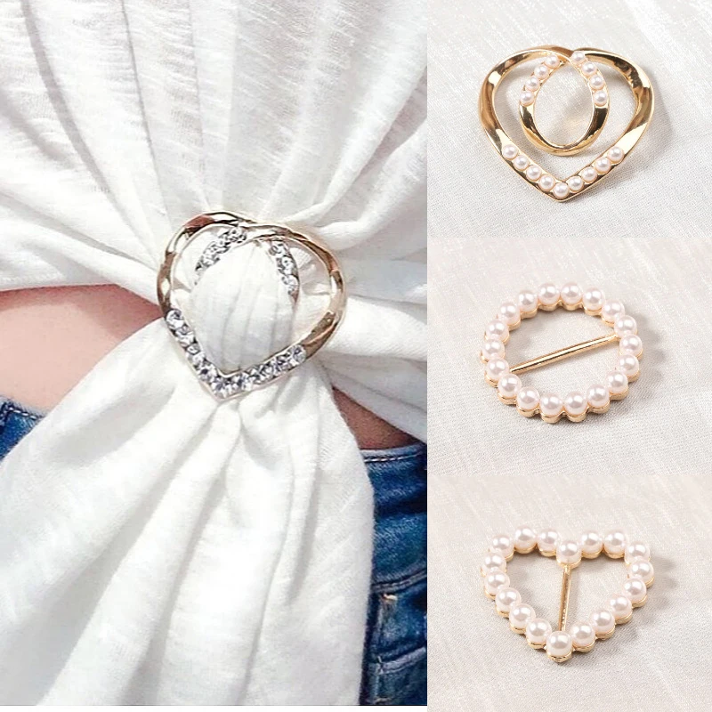 

Simple Pearl Rhinestone Dual-use Silk Scarf Buckle Dual-use Women's Summer Horn Knot Buckle Decorative Accessories