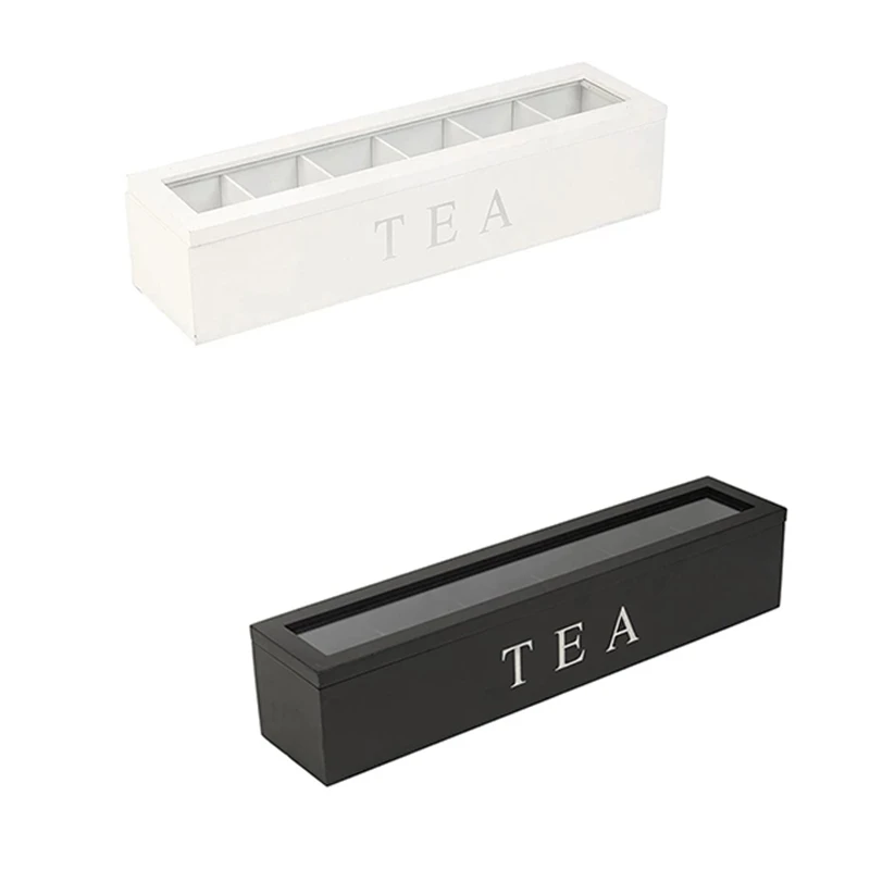 

Coffe and Tea Box Organizer Wooden with Lid Coffee Tea Bag Storage Holder Organizer for Kitchen Cabinets