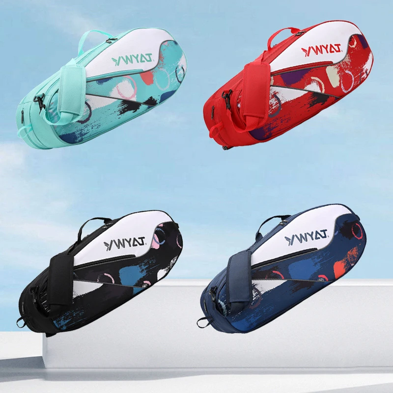YWYAT Badminton Bag for 3 Rackets Men Women Sports Backpacks Tennis Bag Large Capacity Portable Thick Badminton Racket Cover