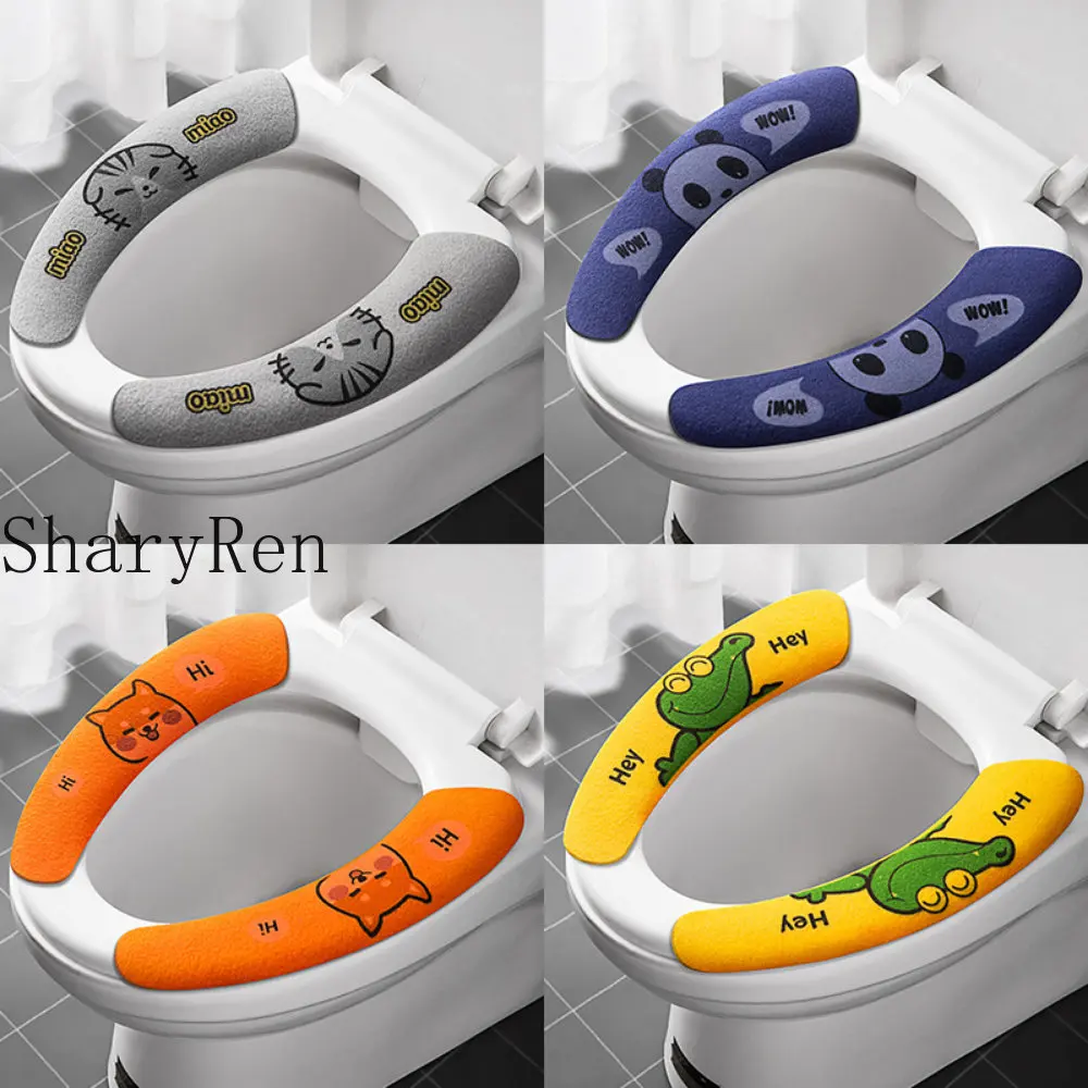 

Универсальный чехол на сиденье унитаза, мягкая наклейка на сиденье унитаза в мультяшном стиле, подогреватель для ванной комнаты, чехол на Крышку Сиденья, подушка