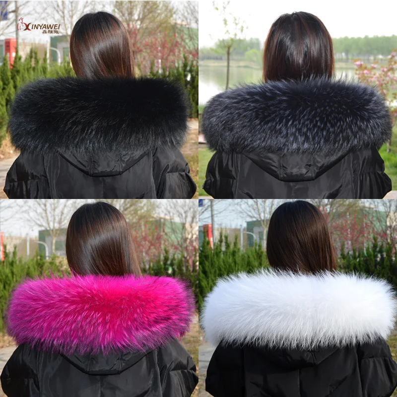 

2022 Women's Winter Fur Collar For Coat Shawl Raccoon Fur Women Scarves 100% Real Natural Fur Collar Warm Fur Scarf Collars