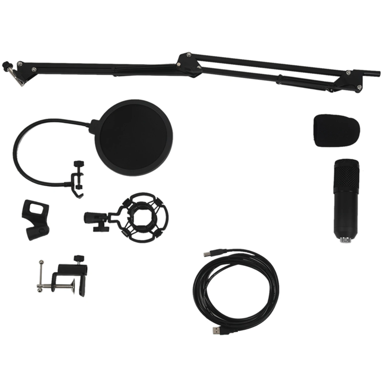 

Usb Streaming Podcast Pc Microphone Professional Studio Cardioid Condenser Mic Kit with Sound Card Boom Arm Shock Mount Filte