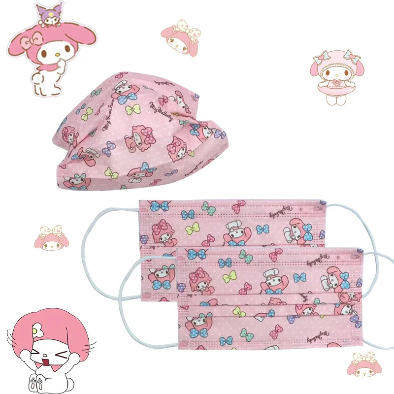 50 шт. My Melody Sanrio аниме мультяшная трехслойная маска модная одноразовая Защитная