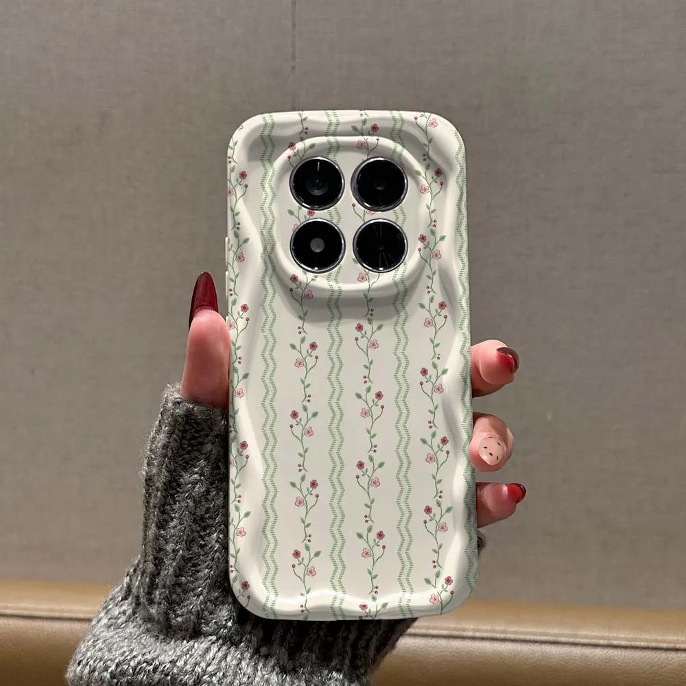 Фото Чехол для телефона Xiaomi Poco X7 X6 X5 X4 X3 M8 M7 M6 M5s F8 Pro Feilin с мультяшным розовым цветочным узором и полосками, волнообразный, с эффектом масляной пленки №3