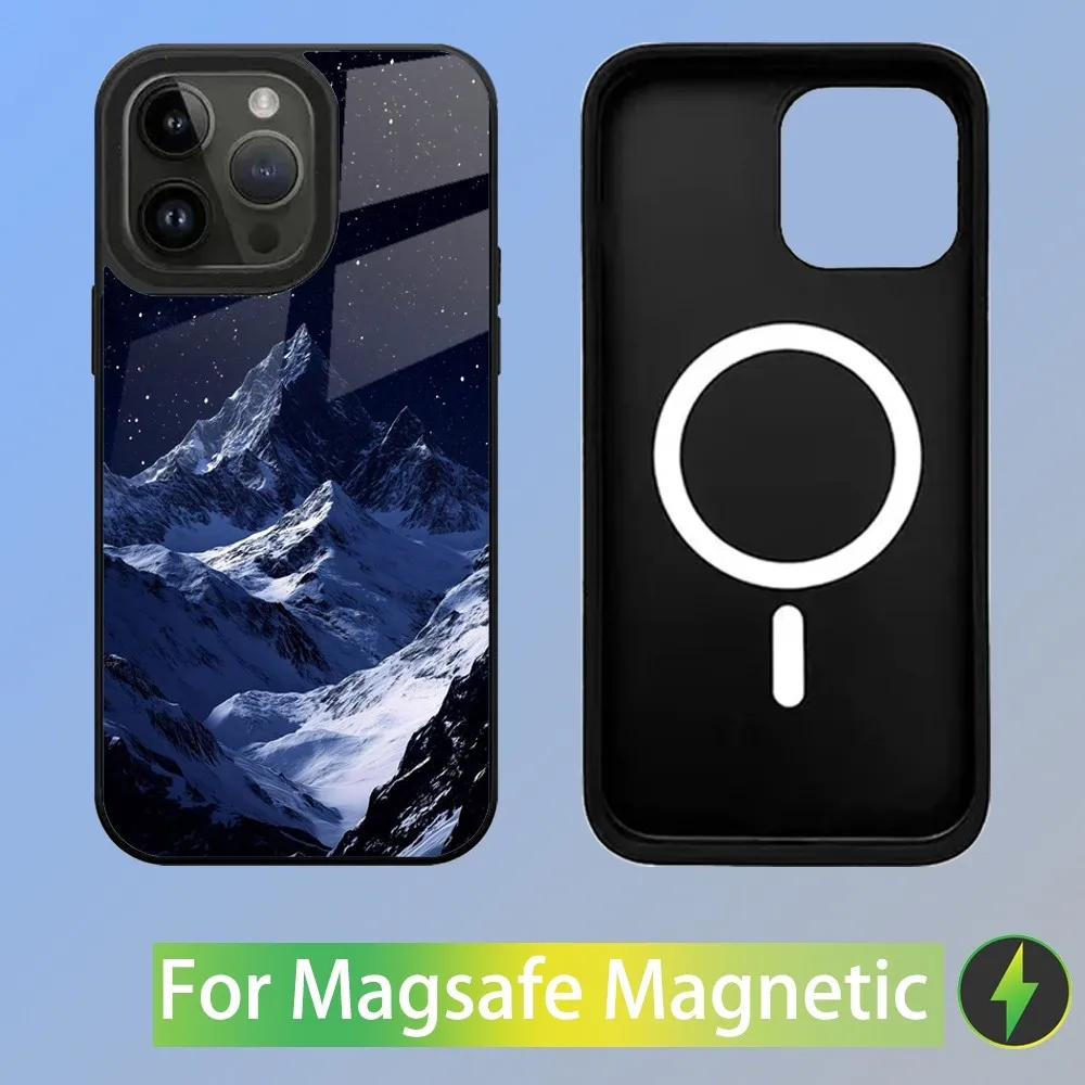 Крутой чехол для телефона Everest Snow Mountain iPhone 16 15 14 13 12 11 Plus Pro Max Mini Magsafe с магнитной