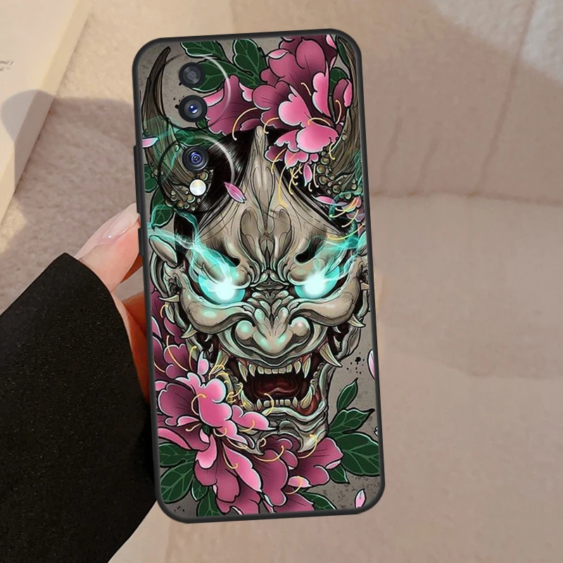 Фото Японская маска демона Они Ханья для чехлов Honor Magic 8 7 6 5 Lite, Honor 400 Pro 200 50 70 90 X8c X8b X9d X9b X9c Win RT №2