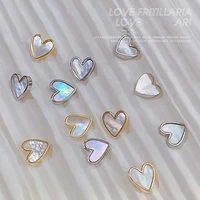 10pcs goldsliver edge heart shell nail art charms marblesoild pattem love heart alloy japanese style jewelry nail art decor