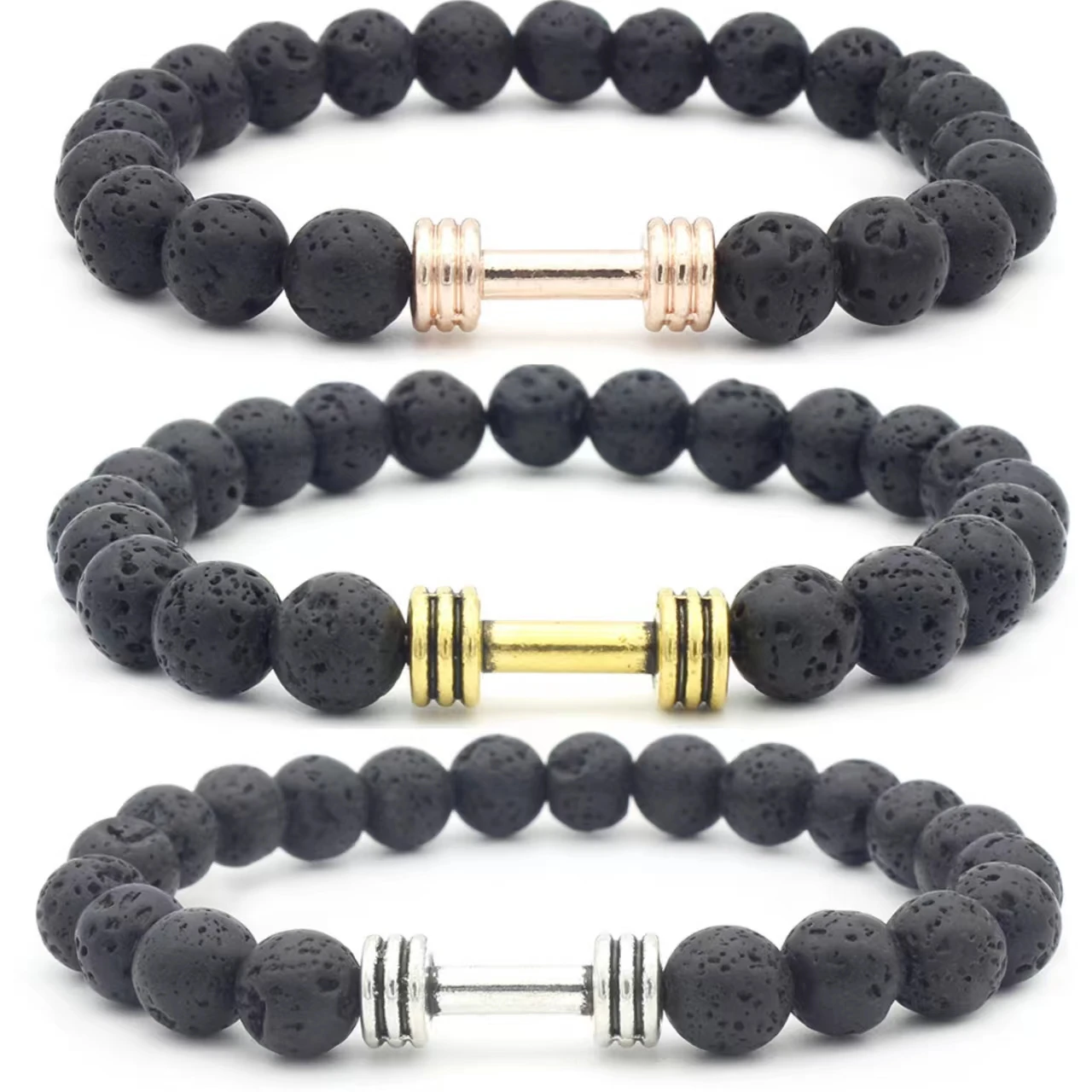 

10 Pieces/Volcanic Stone Lava Elastic Bracelet Men and Women Wholesale Mixed Lucky Jewelry Gift Couple Bracelet Accessories