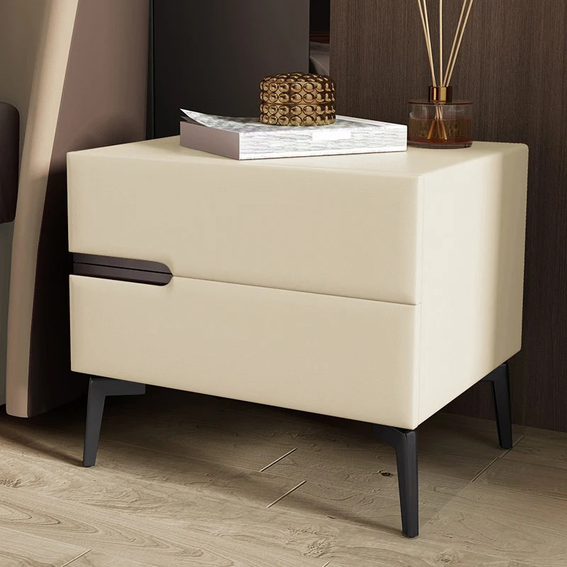 

Modern Bedroom Cabinets Nightstands Solid Wood Luxury Storage Nordic Bedside Table Creative Leather Bedroom Furniture GGP