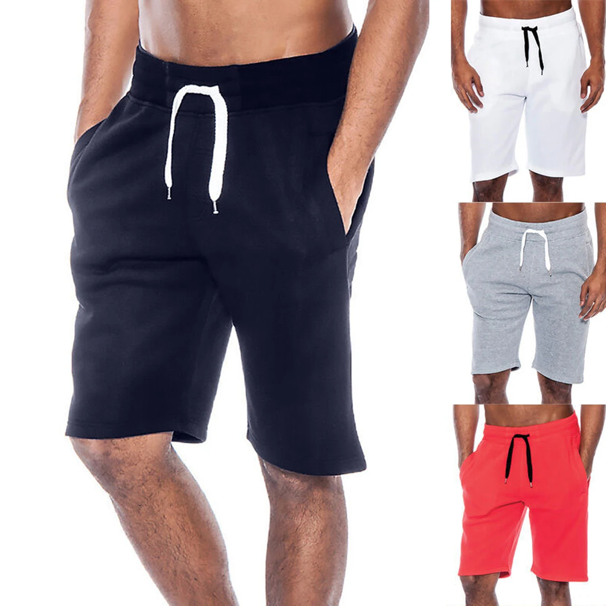 Summer Men Casual Tech Fleece Shorts Baggy Gym Sport Jogger Sweat Beach Shorts