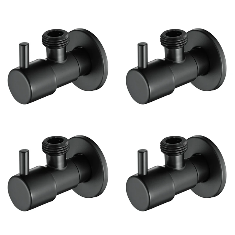 

4X Black Angle Valve 304 Stainless Steel Water Stop Valve Leak-Proof Water Cold And Hot General Bathroom Accessories