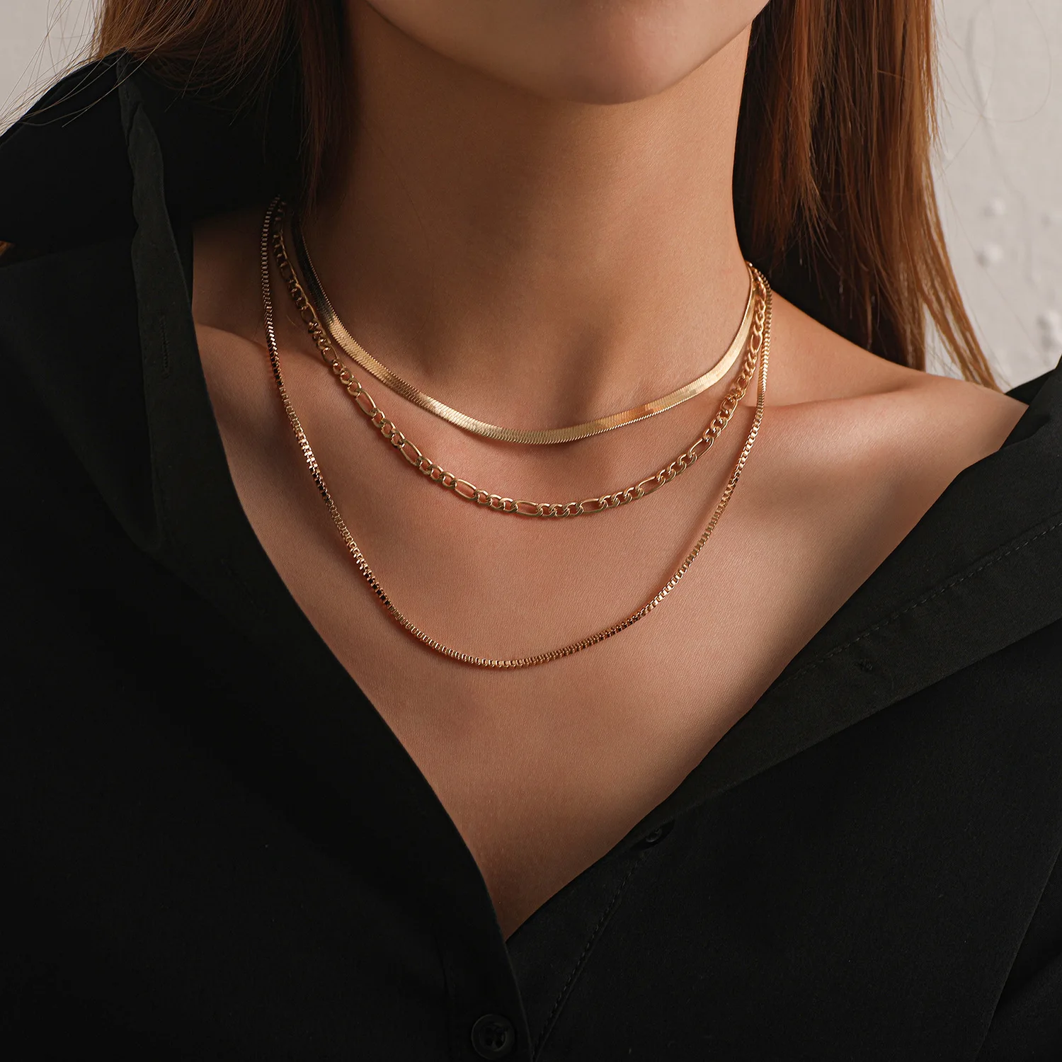 

Fashion Multi Layered Snake Choker Necklaces For Women Exaggerated 3 Layers Neck Chain Necklace Female Trendy Jewelry