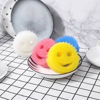 1 4pcs smiley cleaning brush dishwashing sponge multi functional fruit vegetable cutlery kitchenware brushes kitchen tools