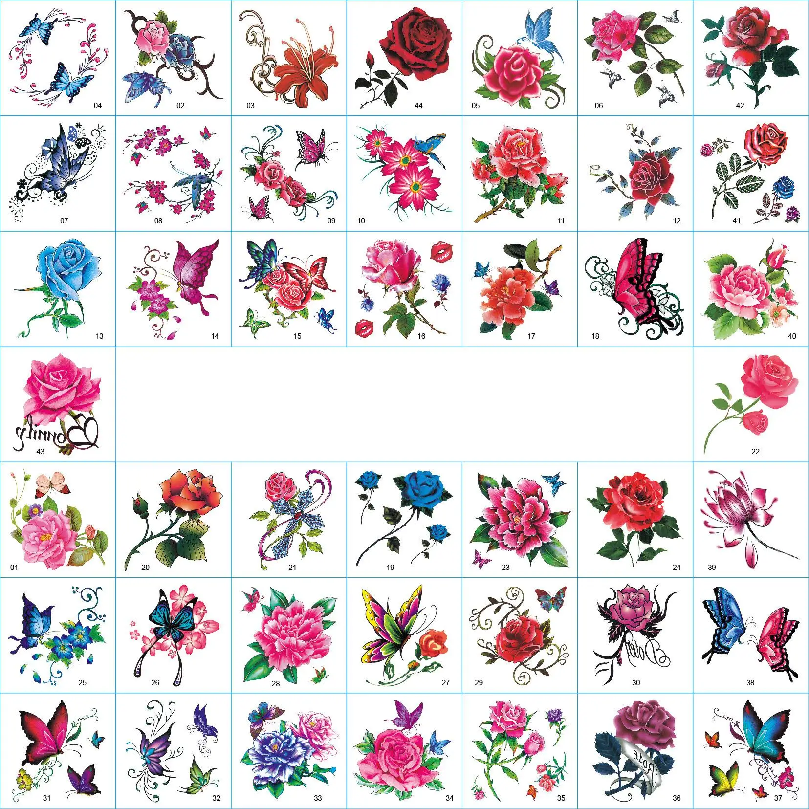 

10/30/66pcs Flower Temporary Tattoo Stickers Rose Ankle Clavicle Simulation Tattoo Stickers Women Neck Wrist Arm Tattoo Stickers