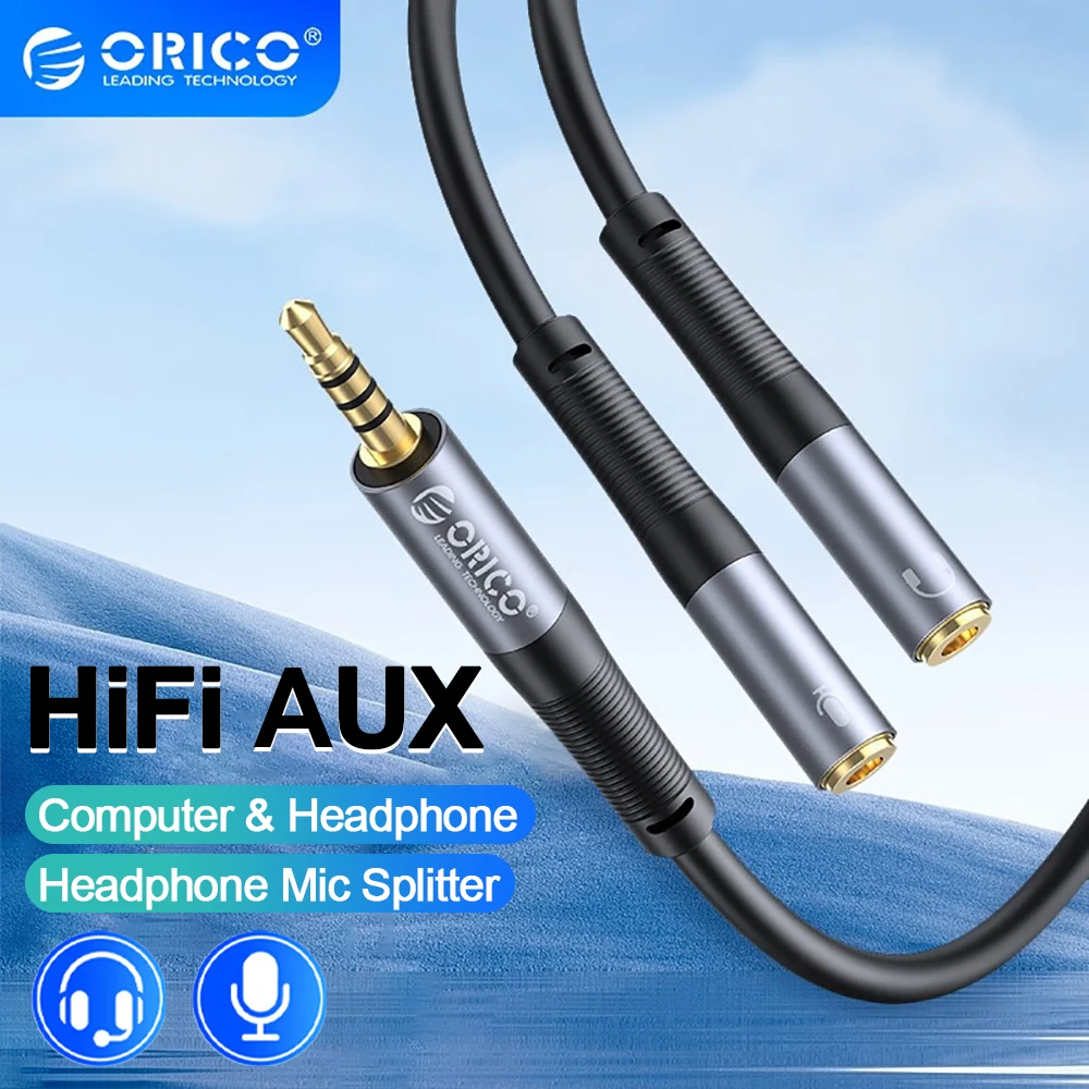 Сплиттер для наушников ORICO 3,5 мм, микрофонный кабель, микрофон, жидкий силиконовый провод для ПК, ноутбука, гарнитура, Nintendo Switch Speaker