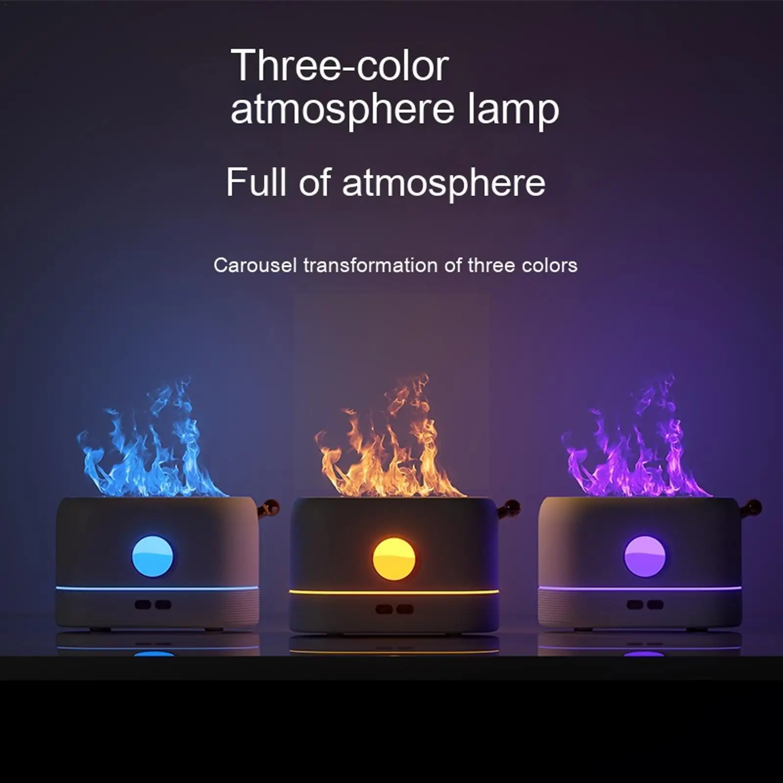 

Simulation Flame Night Light Essential Oil Diffuser Humidifier Aroma Diffuser Sooth Sleep For Home Office Atmosphere Desk L W6r4