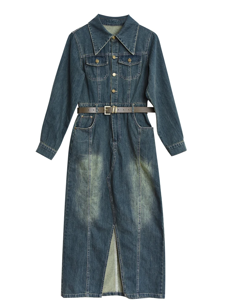 Hanada витрина Htmeme художественная галерея ~ джинсовое платье для женщин весна-осень