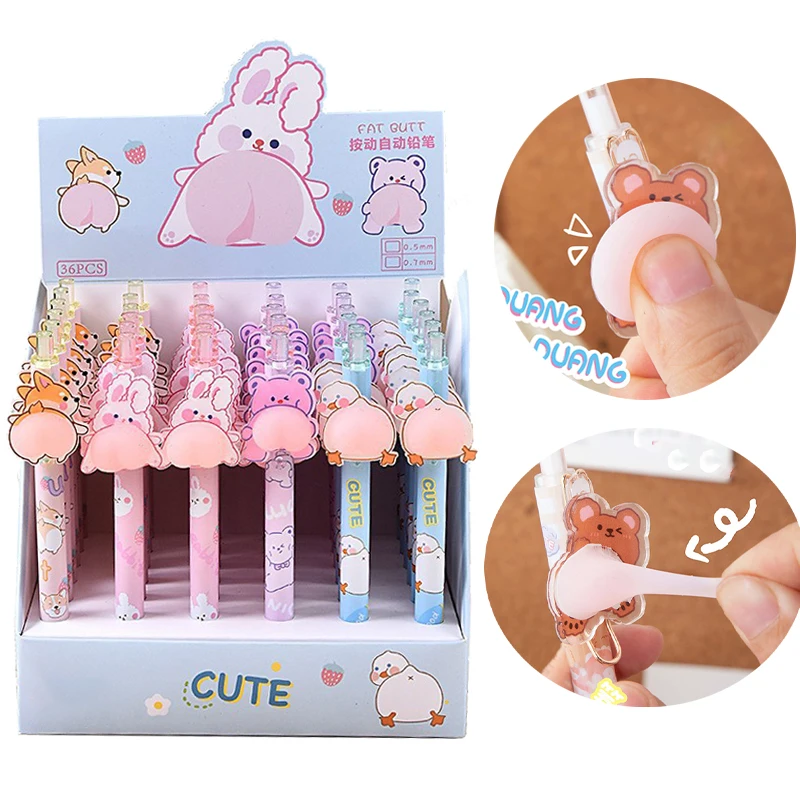 

Stationery Pens Kawaii Kids Gel Neutral Korean Butt Pens Press Office Pens Decompression Cute Mechanical Supplies Toys